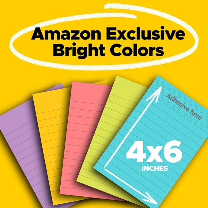 Post-it Super Sticky Lined Notes 4x6 | Bright Colors | Double Sticking Power | - Image 2