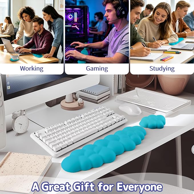 Sushret Cloud Wrist Rest Keyboard, Cloud Keyboard Wrist Pad Set - Image 6