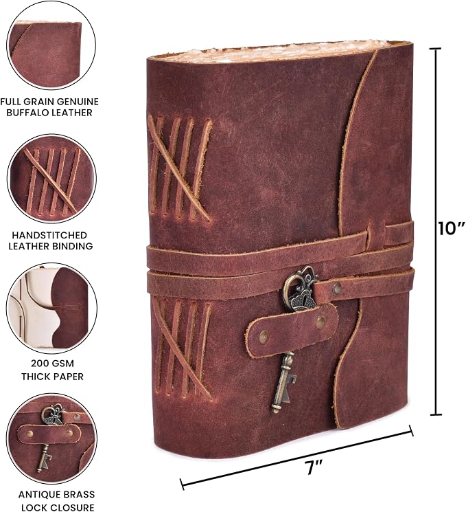 LEATHER VILLAGE Vintage Leather Journal – 200 Handmade Vintage Deckle Edge - Image 5