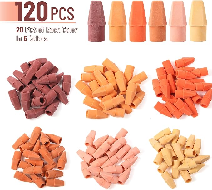 Mr. Pen- Pencil Top Erasers, 120 Pack, 6 Different Sunset Orange Colors | - Image 2