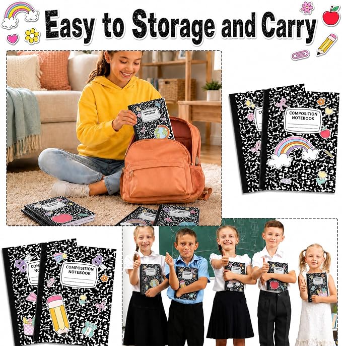 6 Pack Large Composition Notebooks Bulk 9.8 × 7.5 in Wide Ruled Hard Cover - Image 7