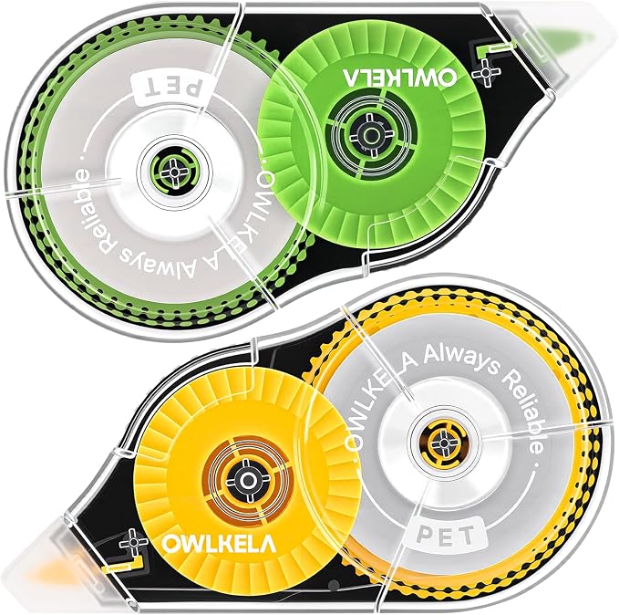 OWLKELA 2 Pack Plus Correction Tape, Tear-Resistant White Correction Tape by OWLKELA
