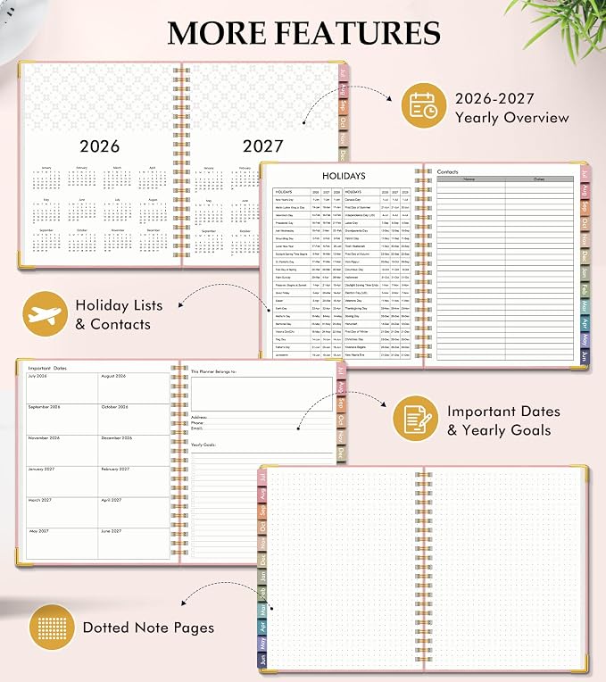 Academic Planner 2026-2027, Hardcover Leather Weekly and Monthly Calendar - Image 6