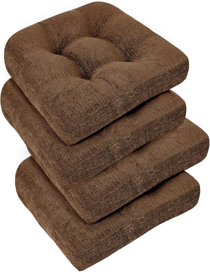 downluxe Chair Cushions for Dining Chairs 4 Pack, Tufted Indoor Chair Pads by Downluxe