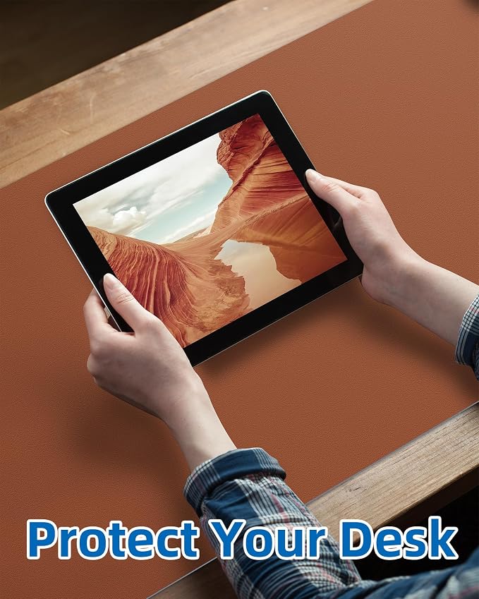 Leather Desk Pad Blotter, Mouse Pad, Office Desk Mat, Non-Slip PU Leather Desk - Image 3