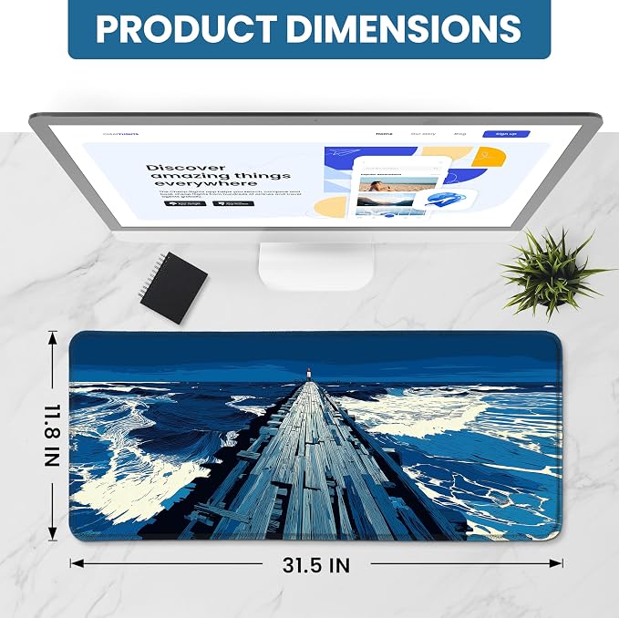Aesthetic Desk Mat, Cute Coastal Pier Desk Pad Protector - Image 2