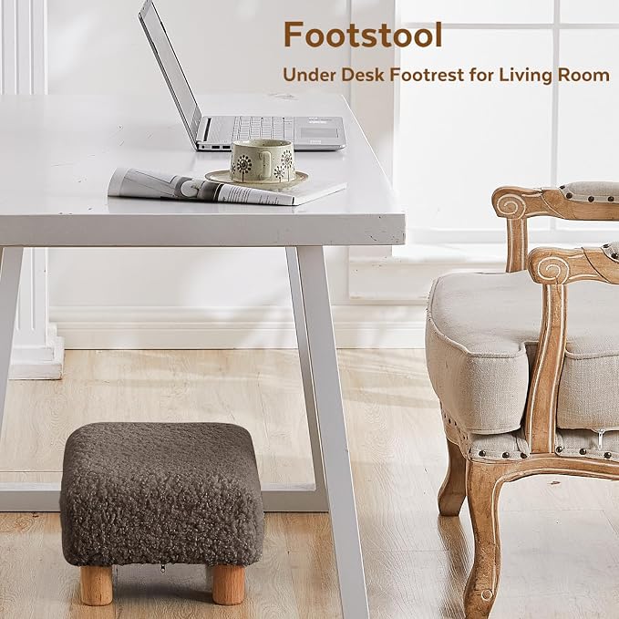 Small Foot Stool Ottoman, Sherpa Footstool Ottoman Foot Rest - Image 9