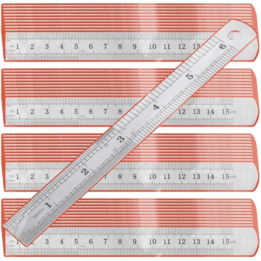 40 Pack Metal Ruler, 6 Inch Laser Engraved Marks Won't Fade, Stainless Steel by ZEONHAK