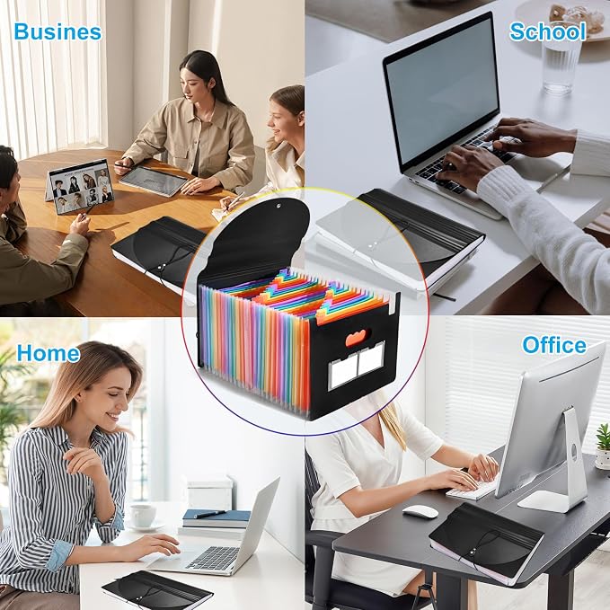 25 Pockets Accordion File Organizer 2 Packs Desktop Expanding File Folders - Image 4