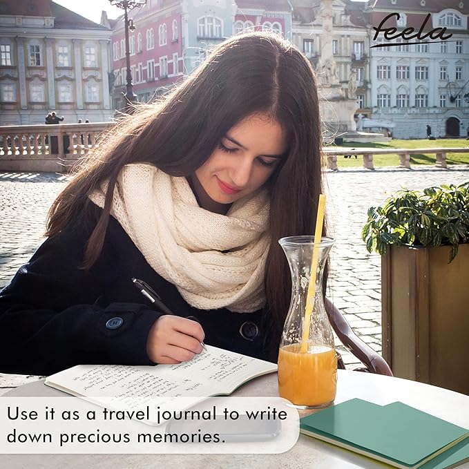 16 Pack Soft Cover Journal Bulk, Feela Lined Notebooks College Ruled for Work for Women Girl Writing, Blank Travel Journal Note Taking Notebook School Business Supplies, 8.2” x 5.5”, A5, Dark Green-DeskLoop Office