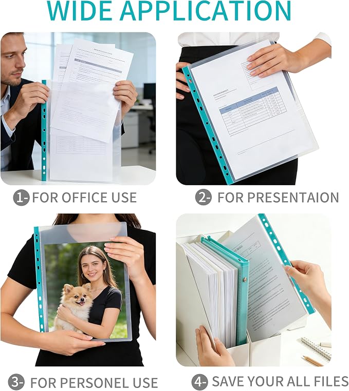 100 Pack Sheet Protectors for 3 Ring Binder 8.5 x 11 Clear Paper Sleeves - Image 6