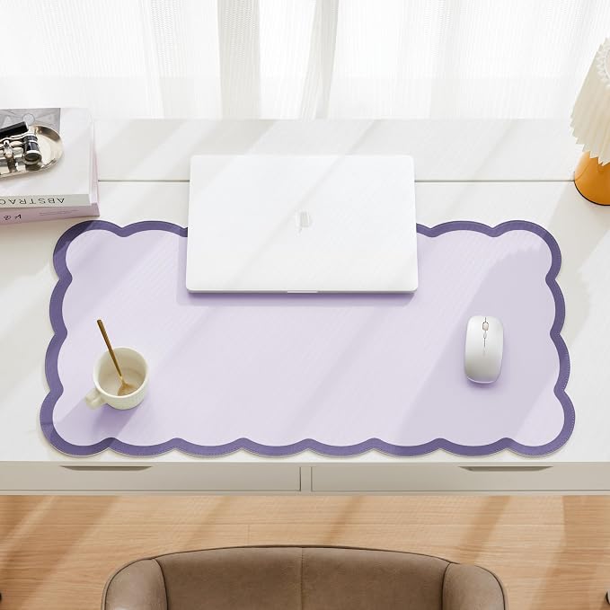Scalloped Desk Mat, 31.5" x 15.7" Large Cute Aesthetic Desk Accessories - Image 3