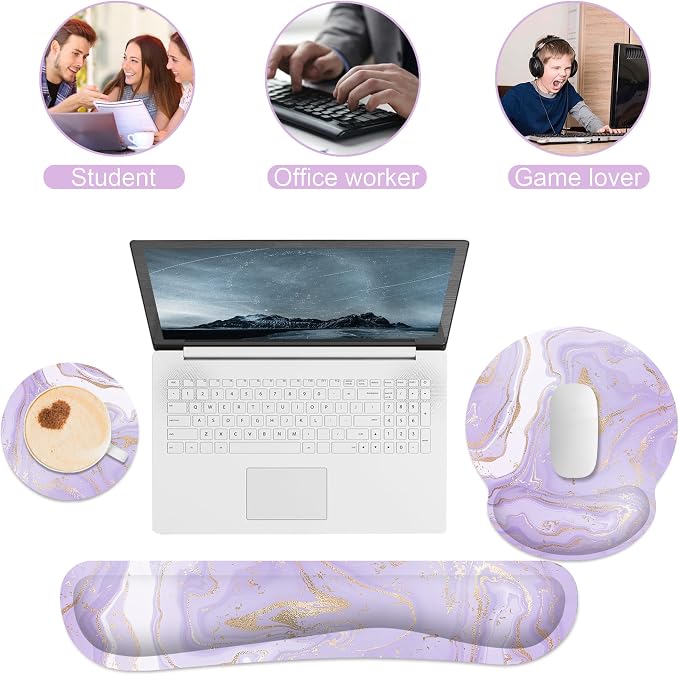 Ergonomic Mouse Pad with Wrist Rest and Keyboard Wrist Rest, Memory Foam Wrist - Image 4