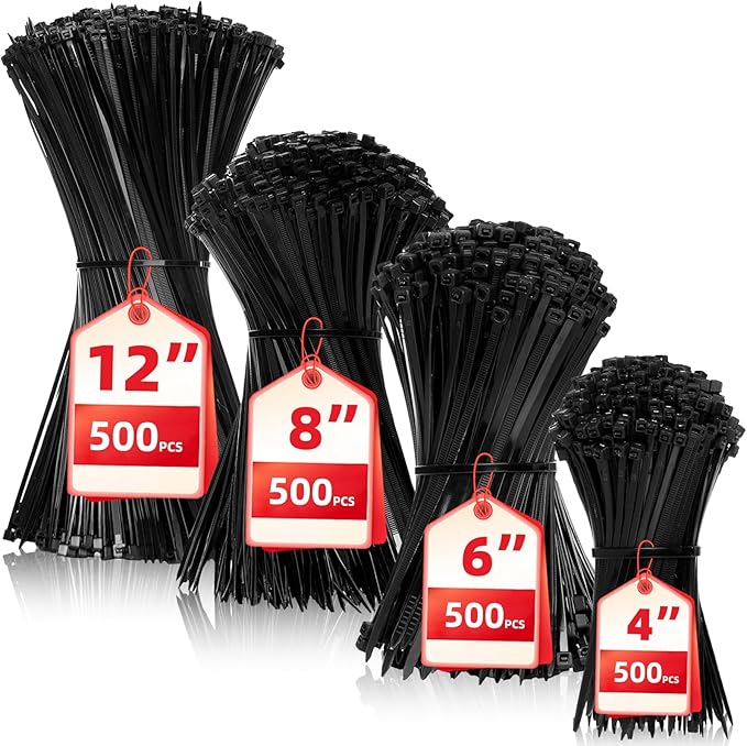 Zip Ties Assorted Sizes, 2000 Pack, Plastic Wire Ties by HAVEMETD