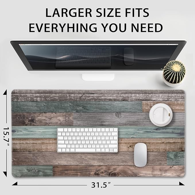 Rustic Wood Pattern Large Gaming Mouse Pad 31.5"x15.7"｜XXL Desk Mat, Non-Slip - Image 4