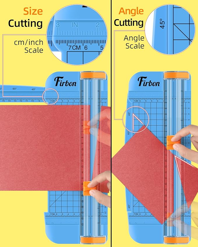 Firbon Blue A5 Paper Cutter, Straight Small Paper Trimmer with Side Ruler for Scrapbooking Craft, Paper, Coupon, Label, Cardstock-DeskLoop Office