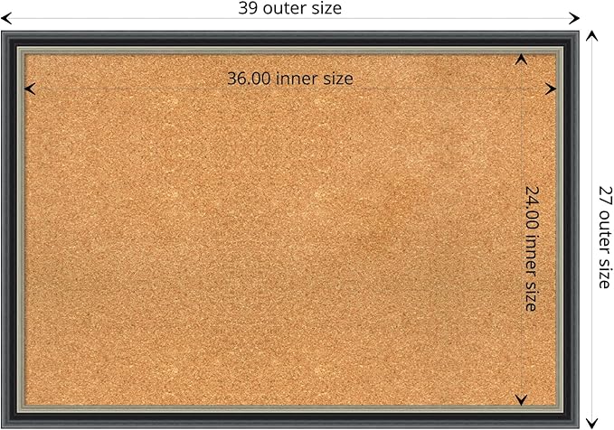 Amanti Art Natural Cork Board for Wall, 27x39 Vision Board with Black Wood Frame, Large Corkboard Office Decor for Home Organization, Modern Contemporary Corkboard Pinboard to display items for home-DeskLoop Office