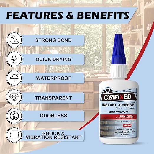 CYAFIXED Professional Grade Cyanoacrylate Super Glue, Super Thin Viscosity CA - Image 2