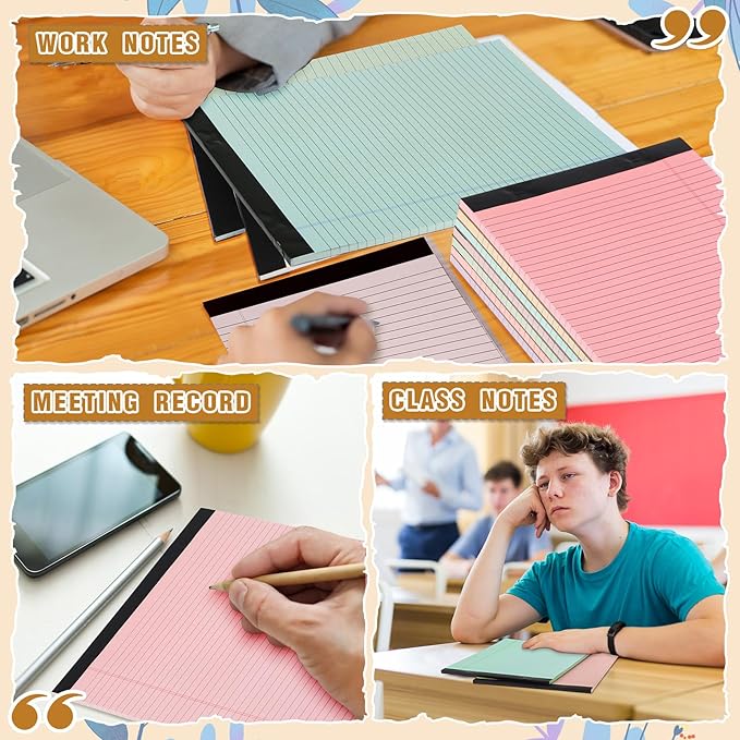Fuutreo 8 Pcs 8.5'' x 11'' Colored Legal Pad Writing Pads Narrow Ruled 50 Sheets Per Notepad Perforated Writing Notepad Office Supplies for College Office Business (Bohemian Color)-DeskLoop Office