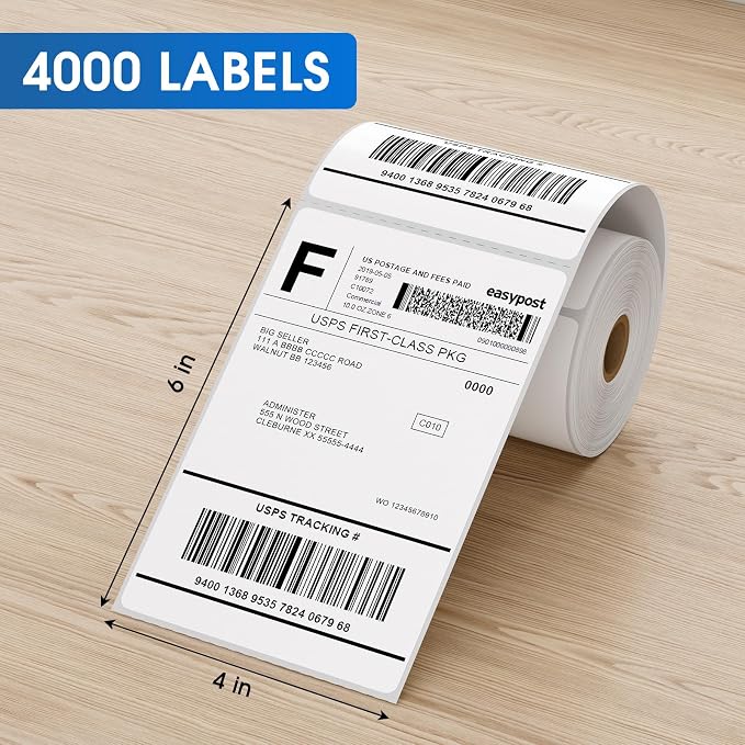 MaxGear 4" x 6" Direct Thermal Labels, Commercial Grade, Permanent Adhesive - Image 3