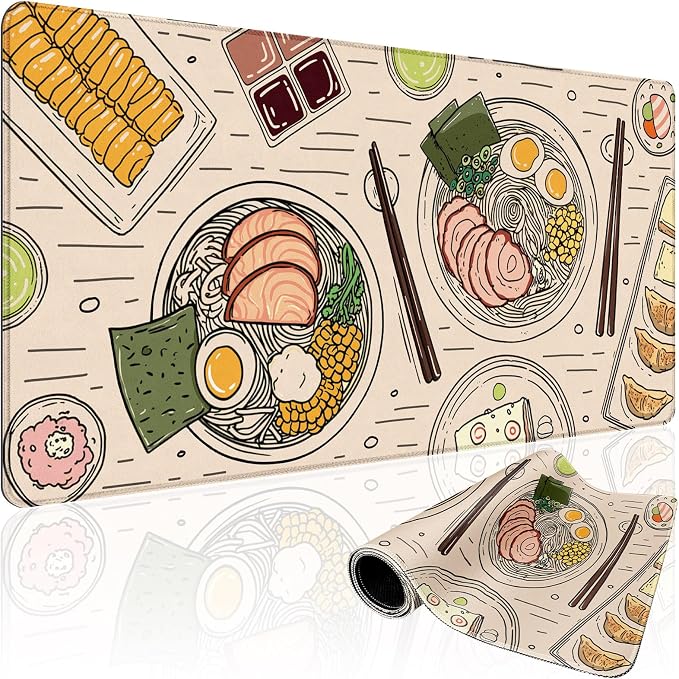 Japanese Ramen Large Gaming Mouse Pad 31.5"x15.7"｜Illustrated Food Pattern XXL by Mcapirivo