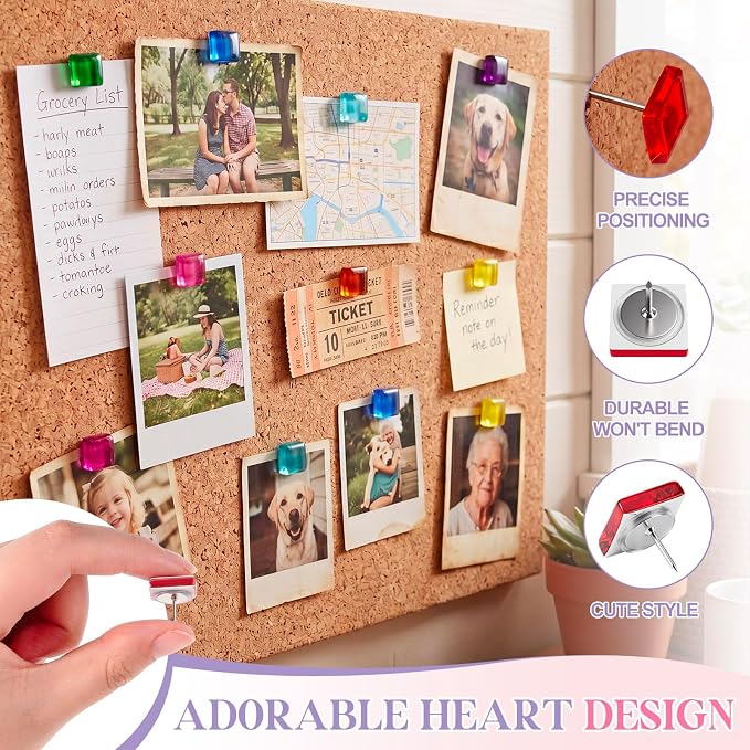 Epakh 30 Pcs Glass Square Thumb Tacks Decorative Push Pins Glass Square Push - Image 3