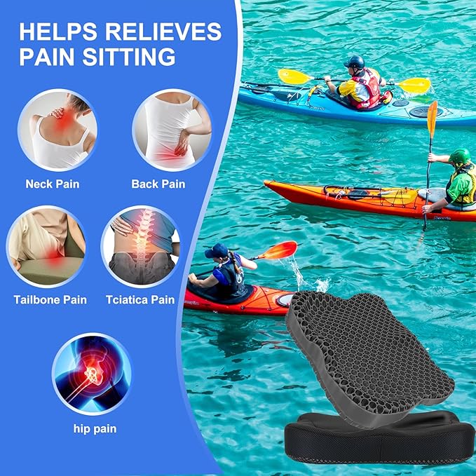 Thicken 19.7in Seat Cushion, Gel Seat Cushion for Long Sitting–Office Chair, Wheelchair, Car Cushion, Large Cooling Pad for Back Pain, Sciatica, Tailbone Pain Relief-DeskLoop Office