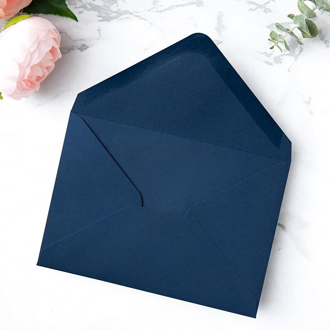 PONATIA 50 Pack A1 Envelopes, 3.62 x 5.2'' Navy Blue Envelopes Perfect - Image 2