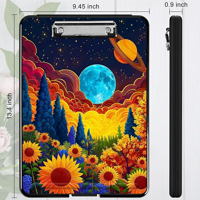 Sunflower Clouds Moon A4 Clipboard - Image 4