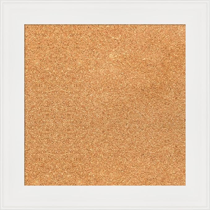 Amanti Art Natural Cork Board for Wall, 17x17 Vision Board with White Frame, Small Corkboard Office Decor for Home Organization, Casual Corkboard Pinboard to Display Items for Home Organization in-DeskLoop Office
