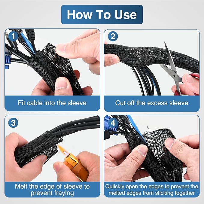 Nilight Cable Sleeve, 25ft-1inch Cord Management Sleeves, Braided Sleeving - Image 4