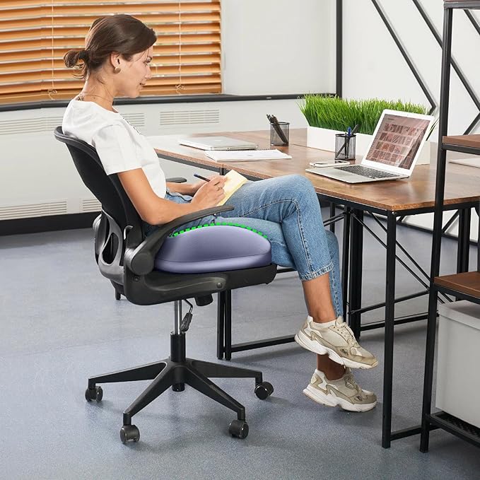 Benazcap Large Seat Cushion for Office Chair Memory Foam Coccyx Pain Relief Cushion Pillow for Back Support Non-Slip Seat Pad for Office Desk, Car Seat, Wheelchair, Sciatica-Blue-DeskLoop Office