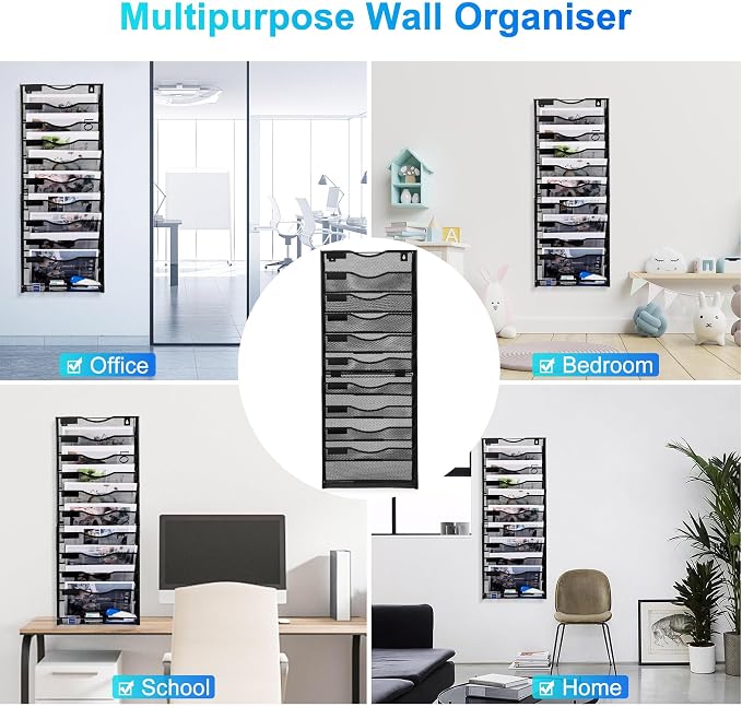 Solinxe 10-Tier Wall File Organizer, Mesh Mail Organizer Wall Mounted Paper - Image 6