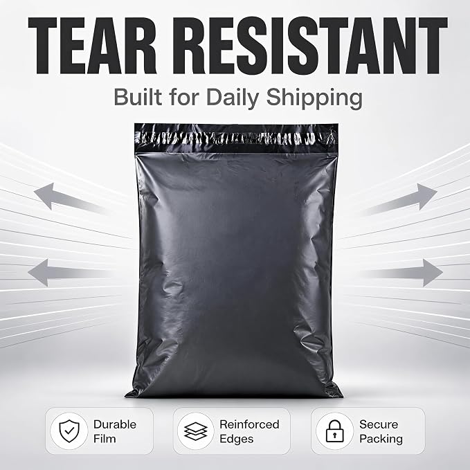 12"x15.5" Poly Mailers，Black Shipping and Envelope Bags Pack of 500 - Image 2
