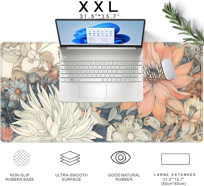 Japanese Floral Desk Mat Boho Aesthetic Flower Desk Matt - Image 6