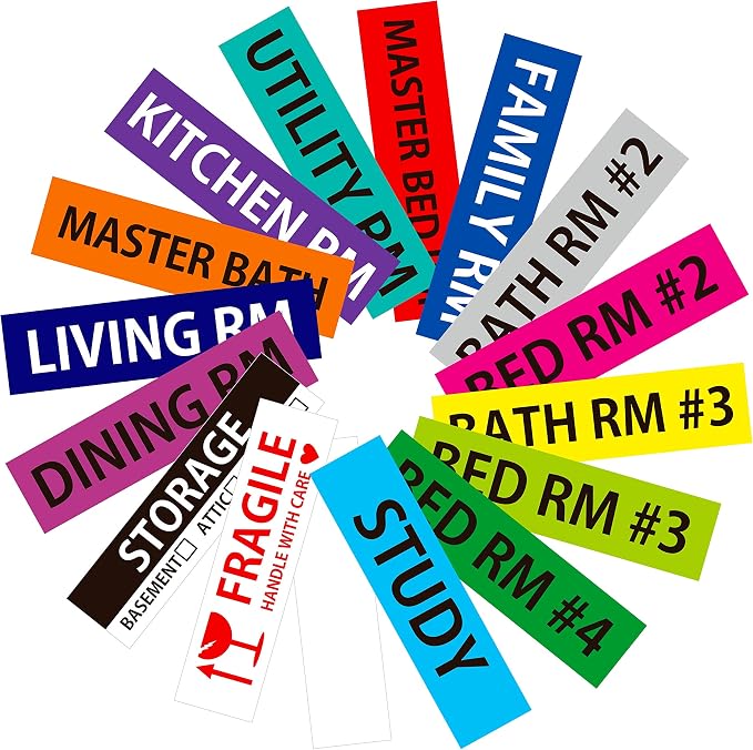 640 Pcs Removable Home Moving Labels 15 Pre-Printed Color-Coded Plus 1 - Image 2