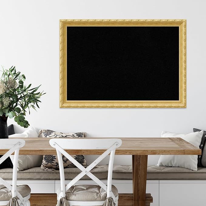 Amanti Art Black Cork Board for Wall, 28x40 Vision Board with Gold Wood Frame, Large Corkboard Office Decor for Home Organization, Traditional Corkboard Pinboard to display items for home organization-DeskLoop Office