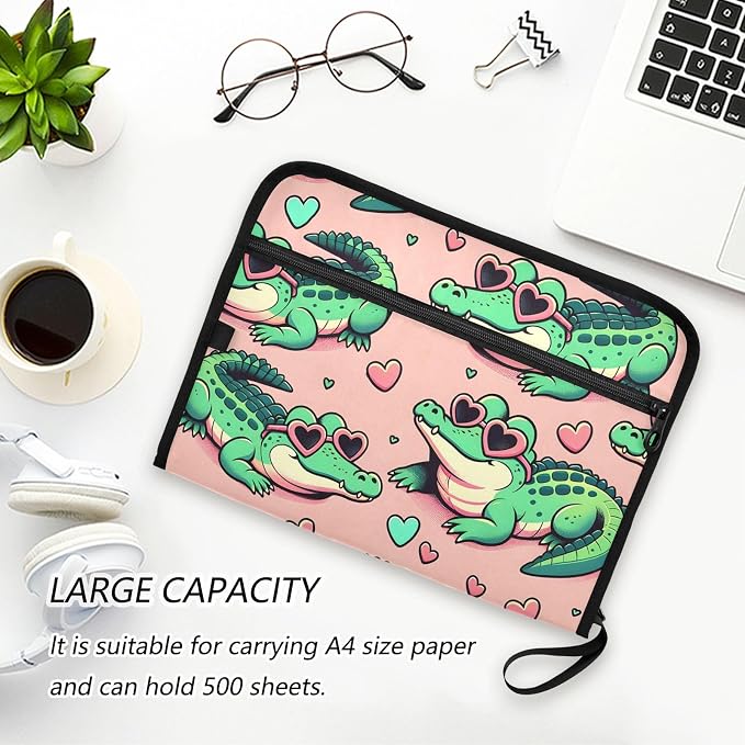 Expanding File Folder Alligator Crocodiles Pink Accordion File Organizer 13 - Image 5