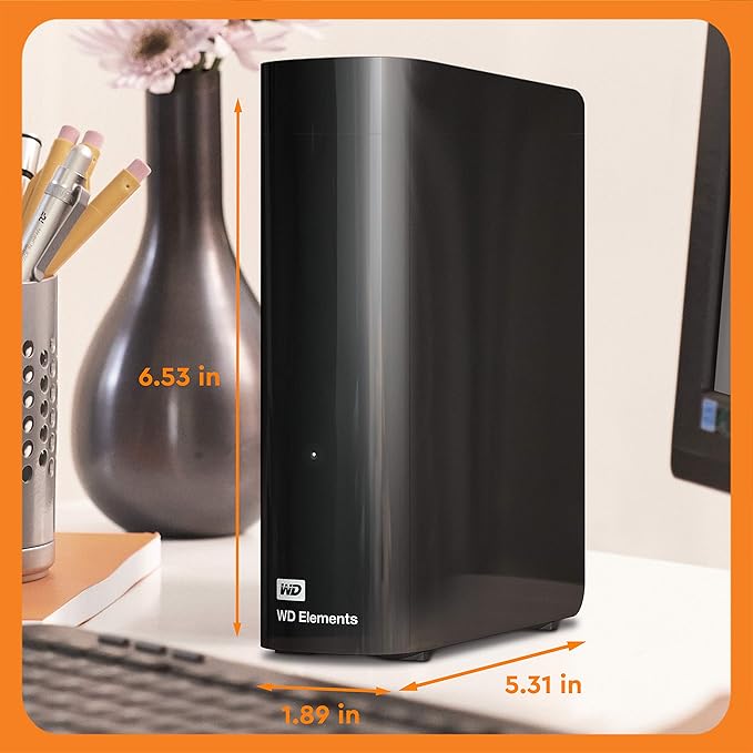 Western Digital 10TB Elements Desktop External Hard Drive, USB 3.0 external hard drive for plug-and-play storage - WDBWLG0100HBK-NESN-DeskLoop Office