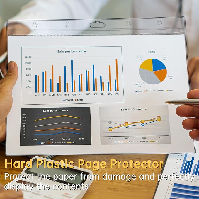 AKONEGE 12PCS Hard Sheet Protectors 8.5 x 11 Waterproof Resealable Zip Page - Image 2