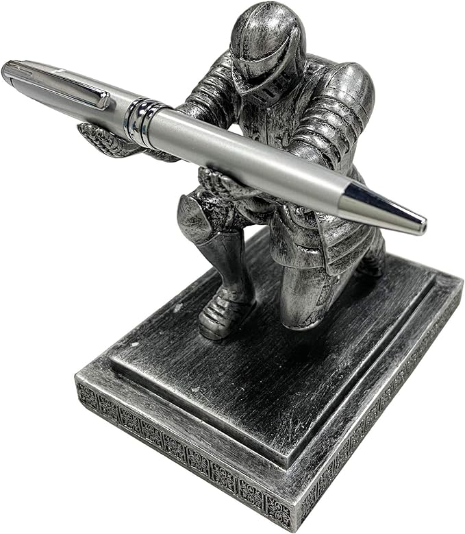 Executive Knight Pen Holder with a Pen Personalized Desk Accessories Decor Home Office Cool Pen Stand Iron-DeskLoop Office