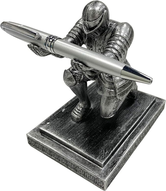 Executive Knight Pen Holder with a Pen Personalized Desk Accessories Decor Home Office Cool Pen Stand Iron-DeskLoop Office