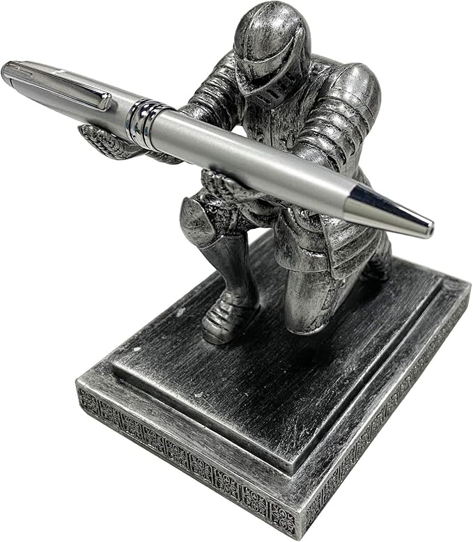 Executive Knight Pen Holder with a Pen Personalized Desk Accessories Decor Home Office Cool Pen Stand Iron-DeskLoop Office