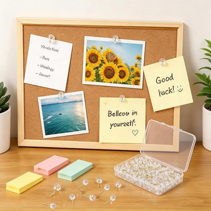 100 Pcs Clear Round Decorative Push Pins - Image 6