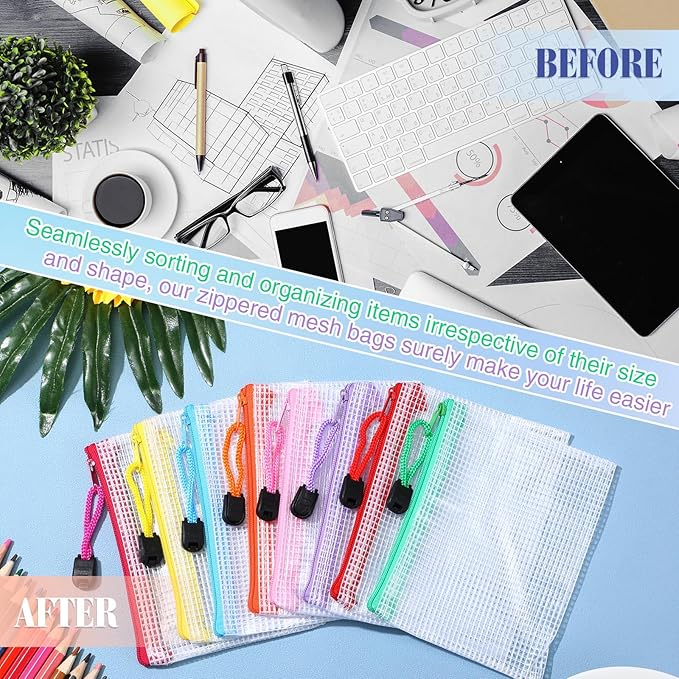 Jetec 32 Pcs Mesh Zipper Bags Toy Storage Bikini Organizer Bag Bolsas Para Guardar Trajes De Baño Waterproof Zipper Reusable Pouch Puzzle Multipurpose for Storage Office(Stylish Color,5.1 x 4.1 Inch)-DeskLoop Office