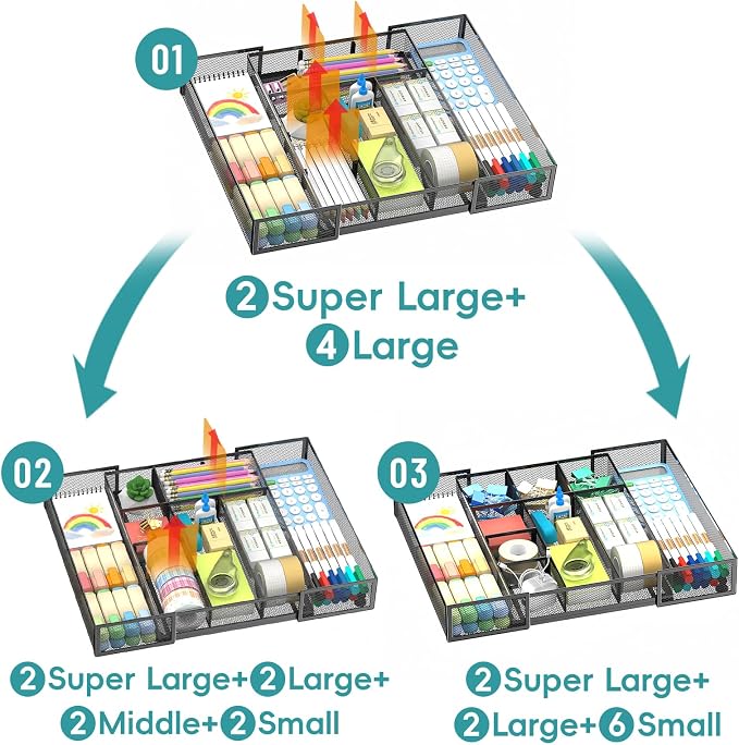 2 Pack Expandable Desk Drawer Organizer Tray - Image 8