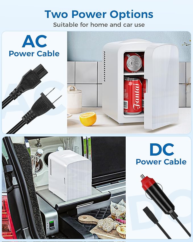 4L/6 Cans Mini Fridge, Portable Compact Refrigerator, Small Skin Care Fridge, Food and Drinks, Small Cooler for Bedroom, Dorm, Car, Office, White-DeskLoop Office