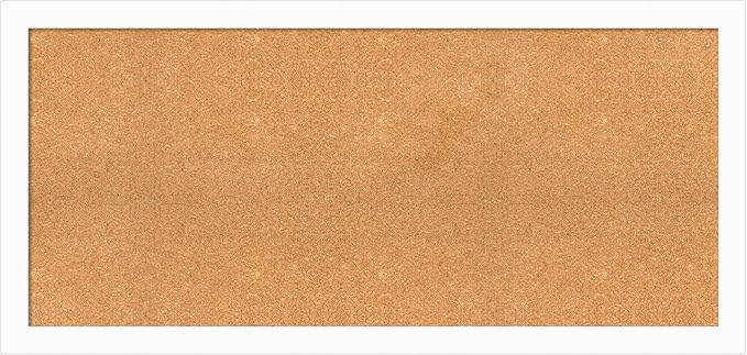 Amanti Art Natural Cork Board for Wall, 25x53 Vision Board with White Frame, Oversize Corkboard Office Decor for Home Organization, Casual Corkboard Pinboard to Display Items for Home Organization in-DeskLoop Office