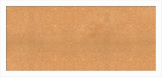 Amanti Art Natural Cork Board for Wall, 25x53 Vision Board with White Frame, Oversize Corkboard Office Decor for Home Organization, Casual Corkboard Pinboard to Display Items for Home Organization in-DeskLoop Office