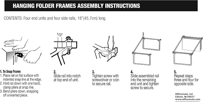 Officemate Hanging File Frame, Letter Size, Adjustable Heavy-Duty Steel File - Image 7